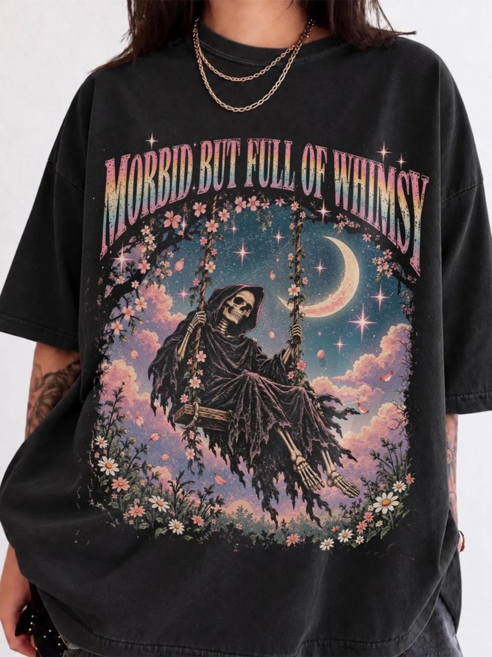 Morbid But Full Of Whimsy Graphic Tee - Black